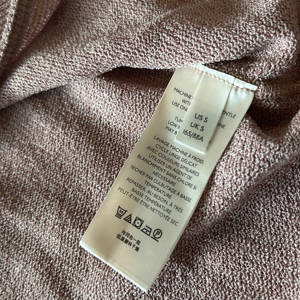 Free People Double Tie Front Rib Knit Long Sleeve Top Size Small in Taupe Cream - Picture 9 of 13